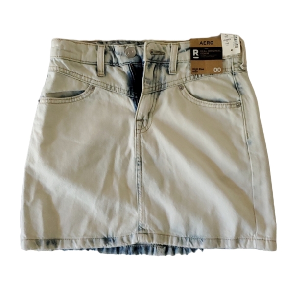 Aeropostale Dresses & Skirts - NWT Aero Jeans Skirt High Rise Mini Blue Light Wash Denim Jean
